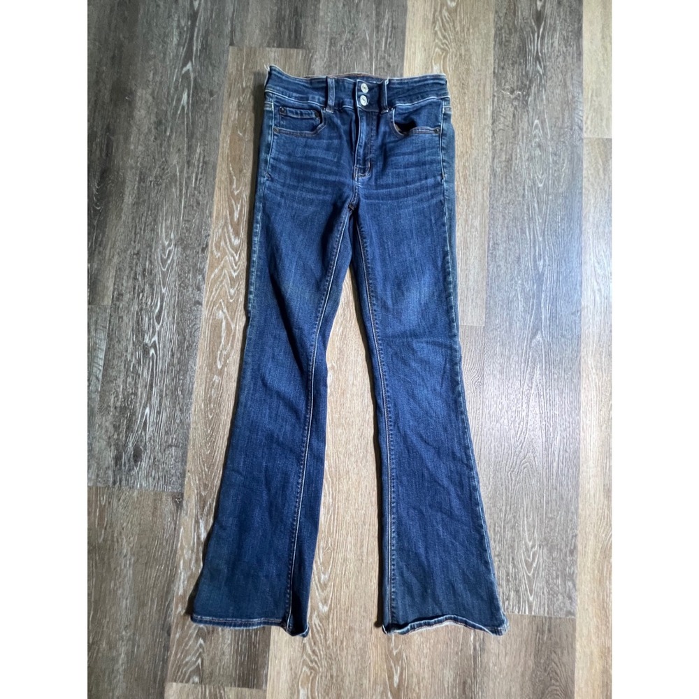 American Eagle Artist Flare Jeans Womens 6 reg Dark Blue High Rise Super Stretch